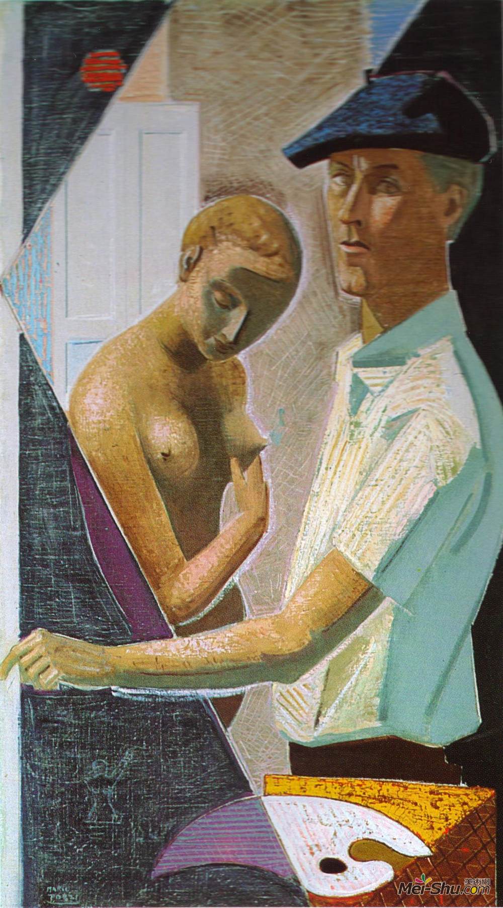 马里奥托齐(Mario Tozzi)高清作品《画家和模特》