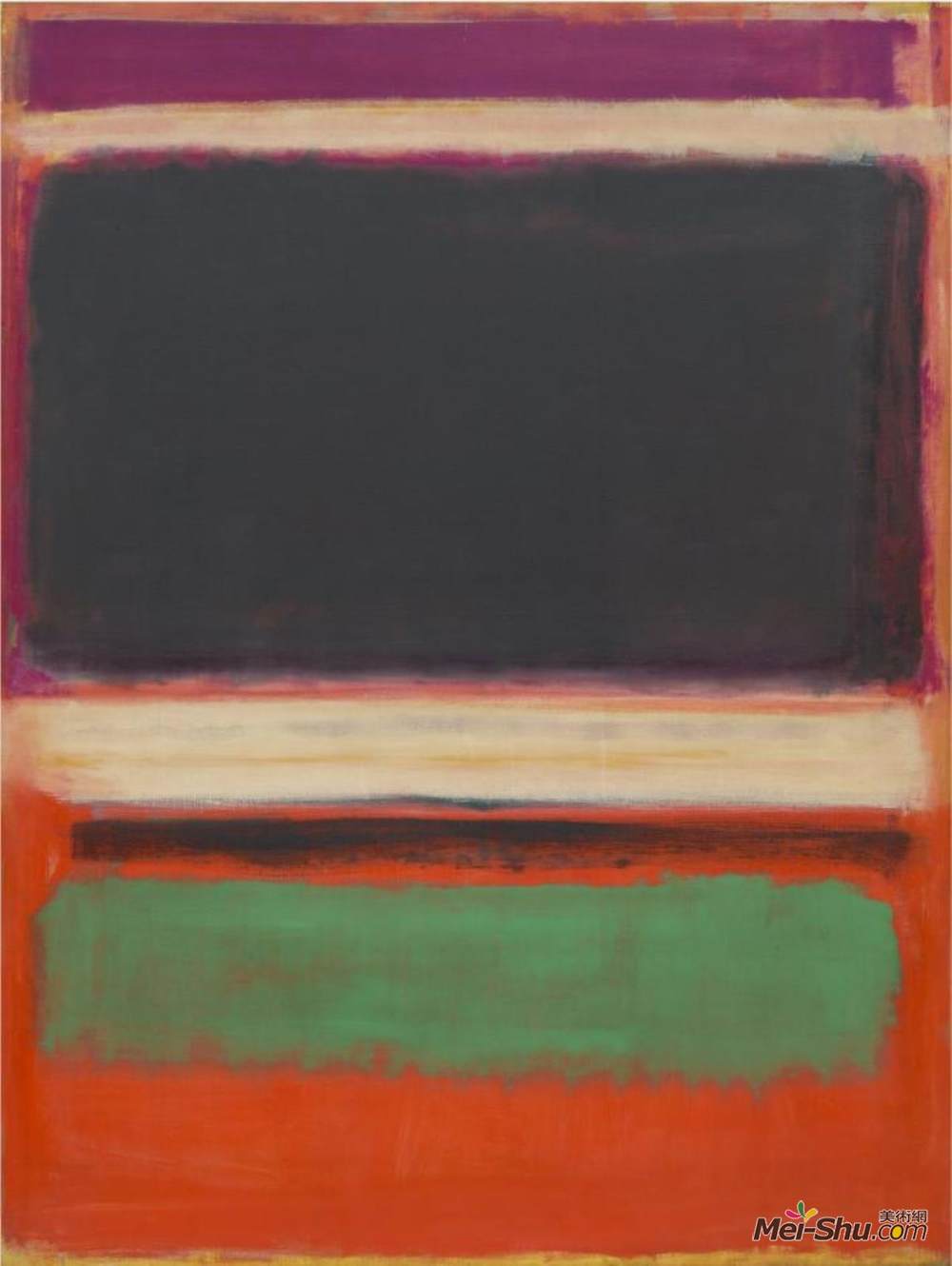 马克·罗斯科(Mark Rothko)高清作品《3/13号（品红，黑色，橙色的绿色）》