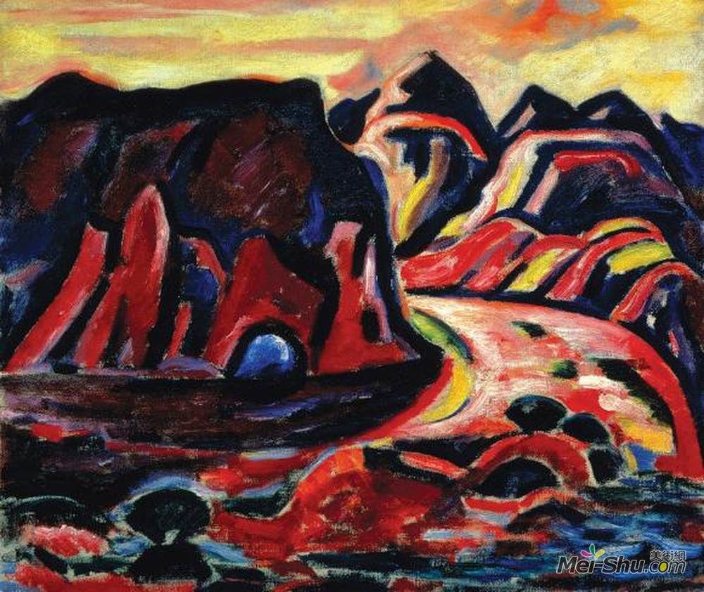 马斯登·哈尔特里(Marsden Hartley)高清作品《山谷路》