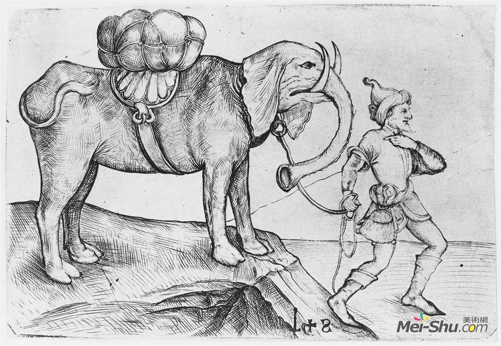 马丁·松高尔(Martin Schongauer)高清作品《大象和他的驯兽师》