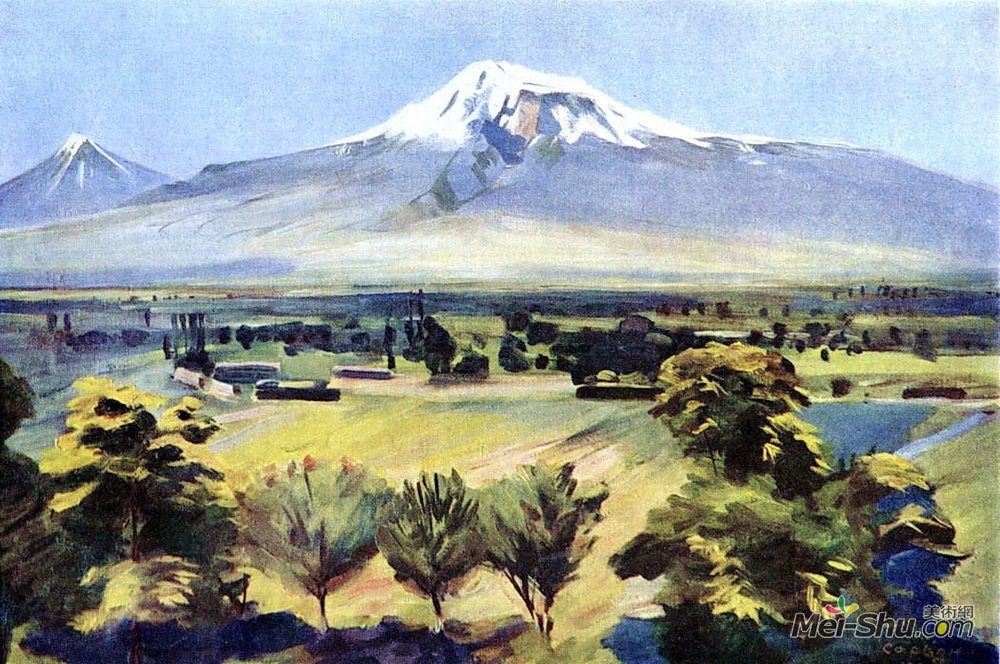 马蒂罗斯(Martiros Sarian)高清作品《Ararat from Dvin》