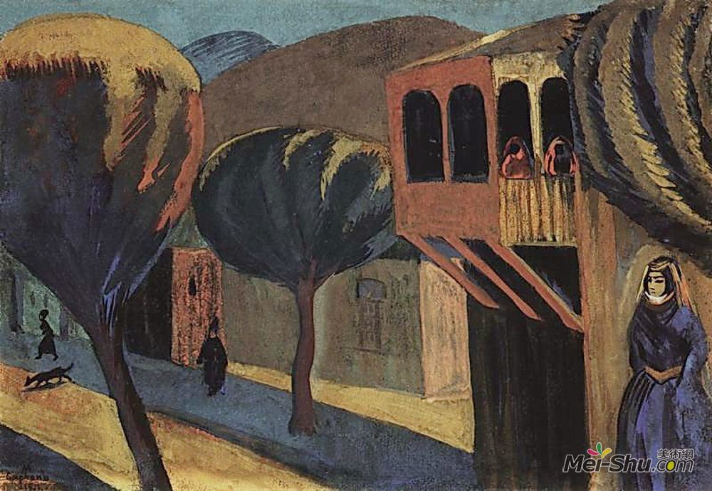 马蒂罗斯(Martiros Sarian)高清作品《In the Caucasus (Tiflis)》