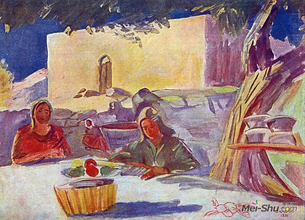 马蒂罗斯(Martiros Sarian)高清作品《在闲暇的时候》