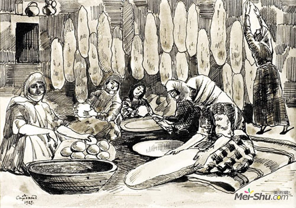 马蒂罗斯(Martiros Sarian)高清作品《做面包》