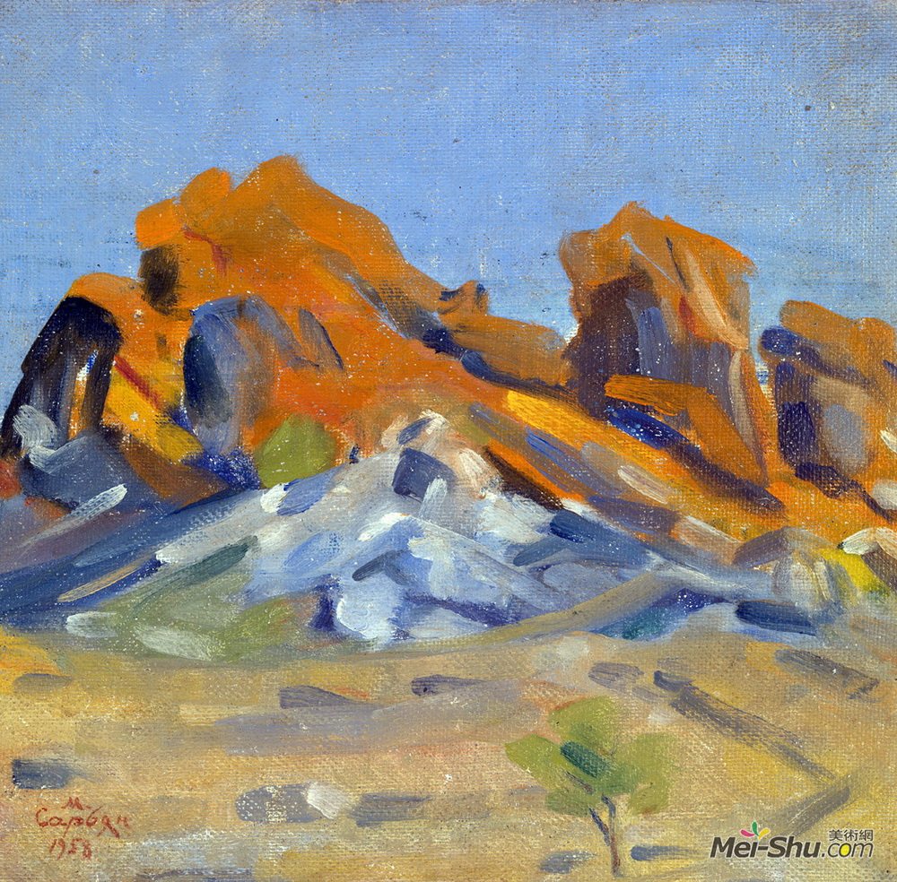 马蒂罗斯(Martiros Sarian)高清作品《橙色岩石》