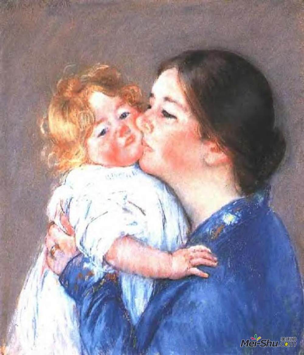 玛丽·卡萨特(Mary Cassatt)高清作品《安妮宝贝之吻（2号）》