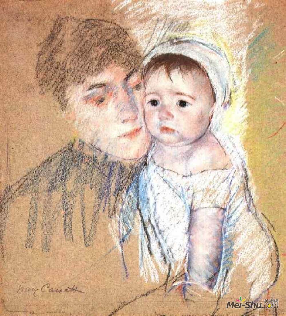 玛丽·卡萨特(Mary Cassatt)高清作品《盖帽和转移的婴儿票据》