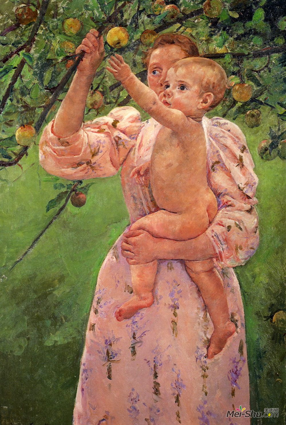 玛丽·卡萨特(Mary Cassatt)高清作品《婴儿到达苹果》