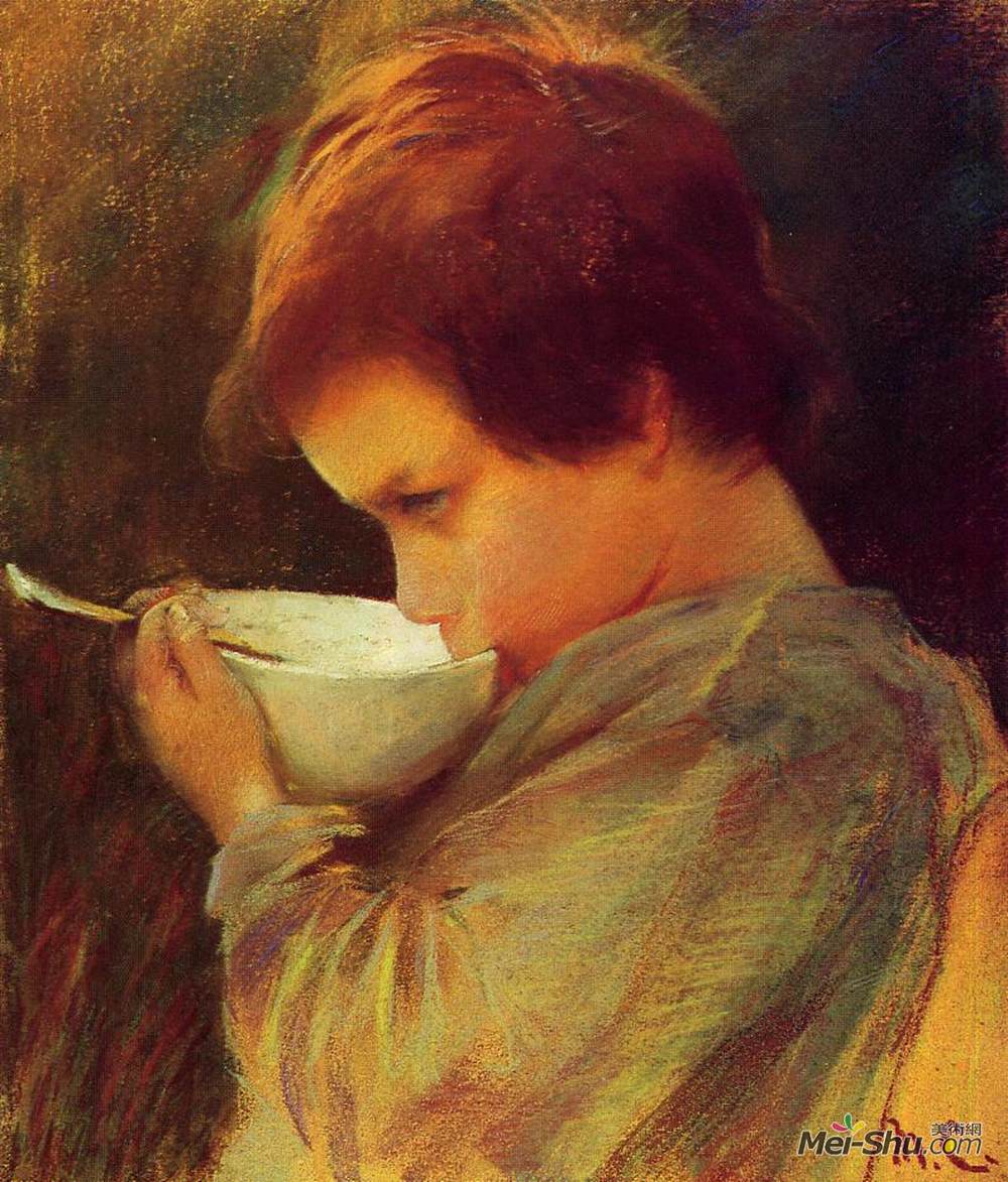 玛丽·卡萨特(Mary Cassatt)高清作品《儿童饮用牛奶》