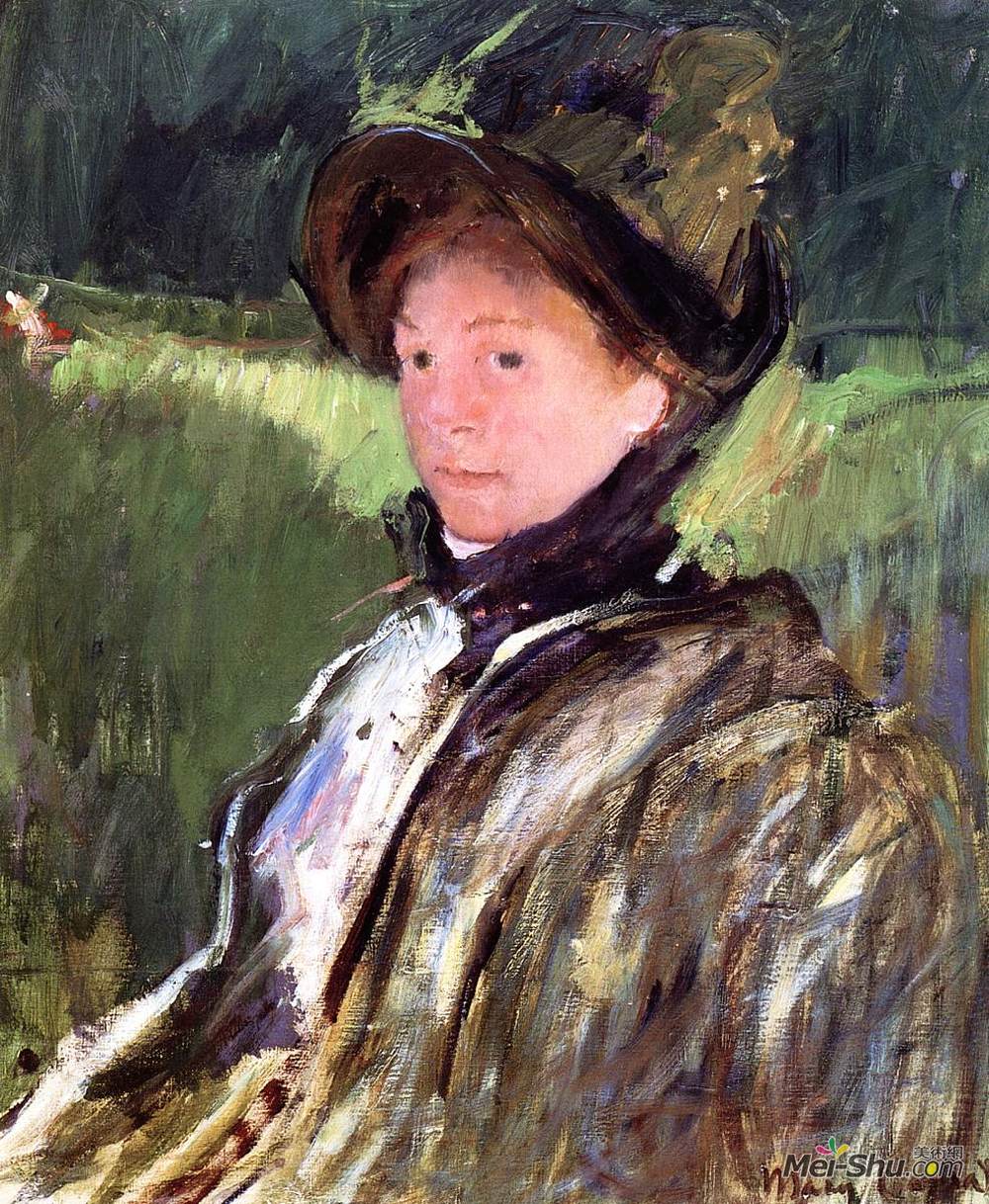 玛丽·卡萨特(Mary Cassatt)高清作品《Lydia Cassatt in a Green Bonnet and a Coat》