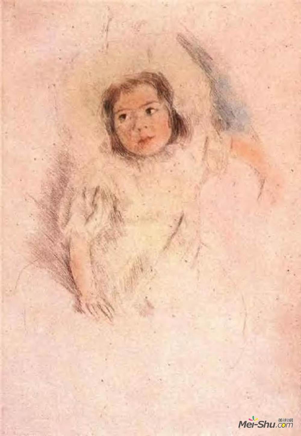 玛丽·卡萨特(Mary Cassatt)高清作品《玛戈特戴着帽子》