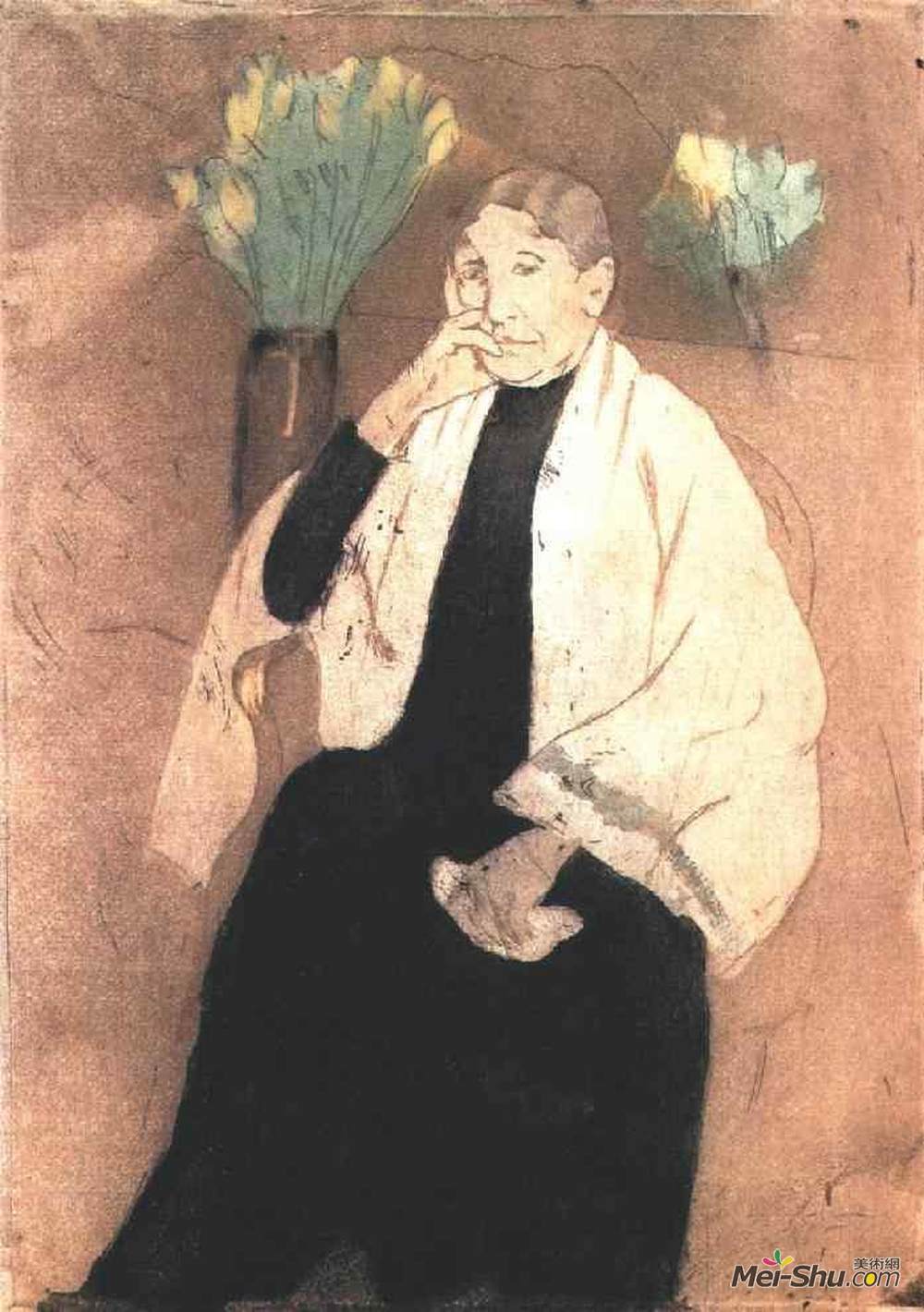 玛丽·卡萨特(Mary Cassatt)高清作品《艺术家母亲肖像》