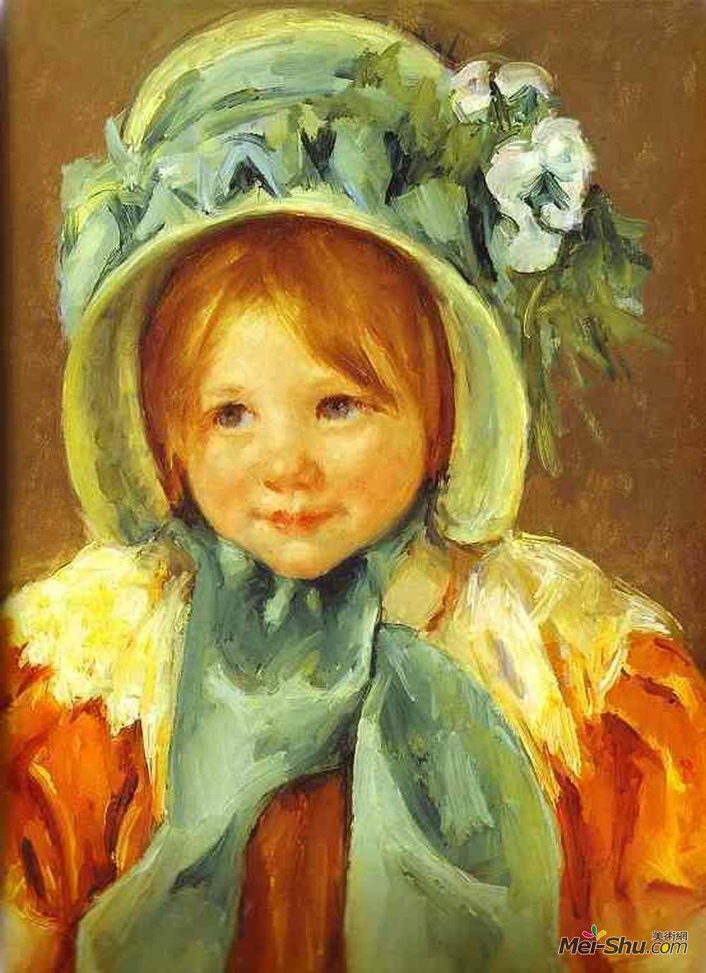 玛丽·卡萨特(Mary Cassatt)高清作品《莎拉在绿色的帽子》