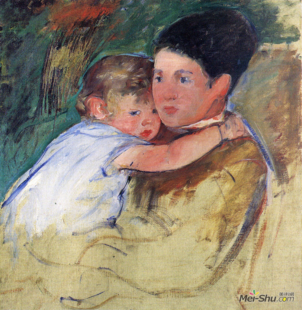 玛丽·卡萨特(Mary Cassatt)高清作品《安妮和她的护士素描》