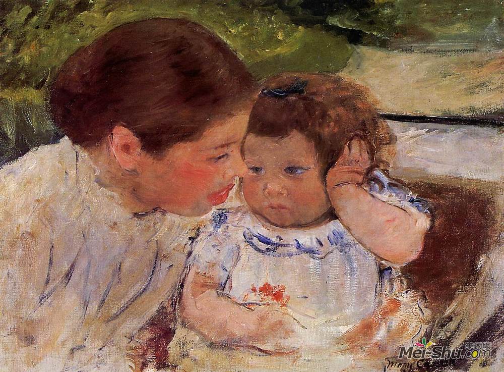 玛丽·卡萨特(Mary Cassatt)高清作品《苏珊抚慰婴儿（一号）》