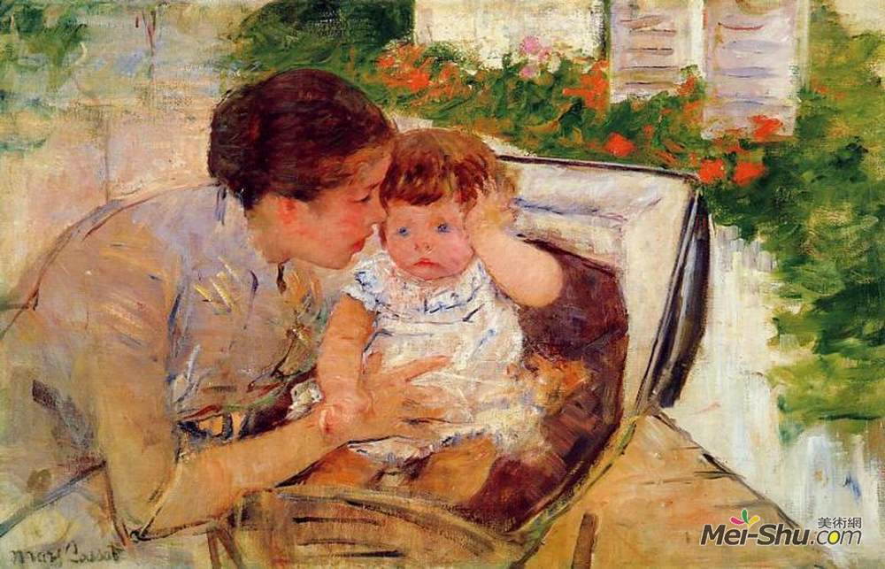 玛丽·卡萨特(Mary Cassatt)高清作品《苏珊抚慰婴儿（2号）》