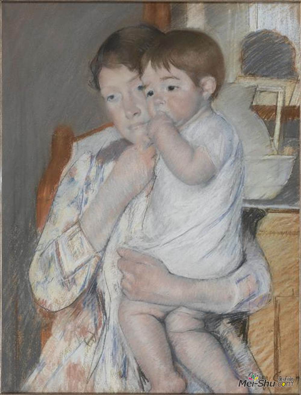 玛丽·卡萨特(Mary Cassatt)高清作品《前面的妇女和儿童》