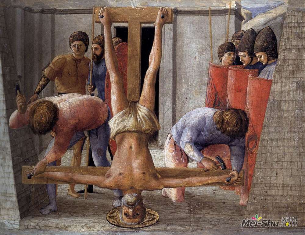 马萨乔(Masaccio)高清作品《圣彼得被钉十字架》