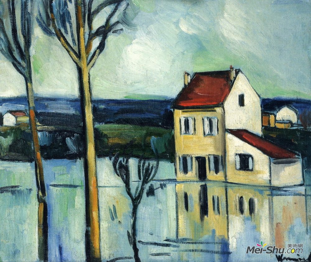 莫里斯·德·乌拉曼克(Maurice de Vlaminck)高清作品《河岸上的房子》