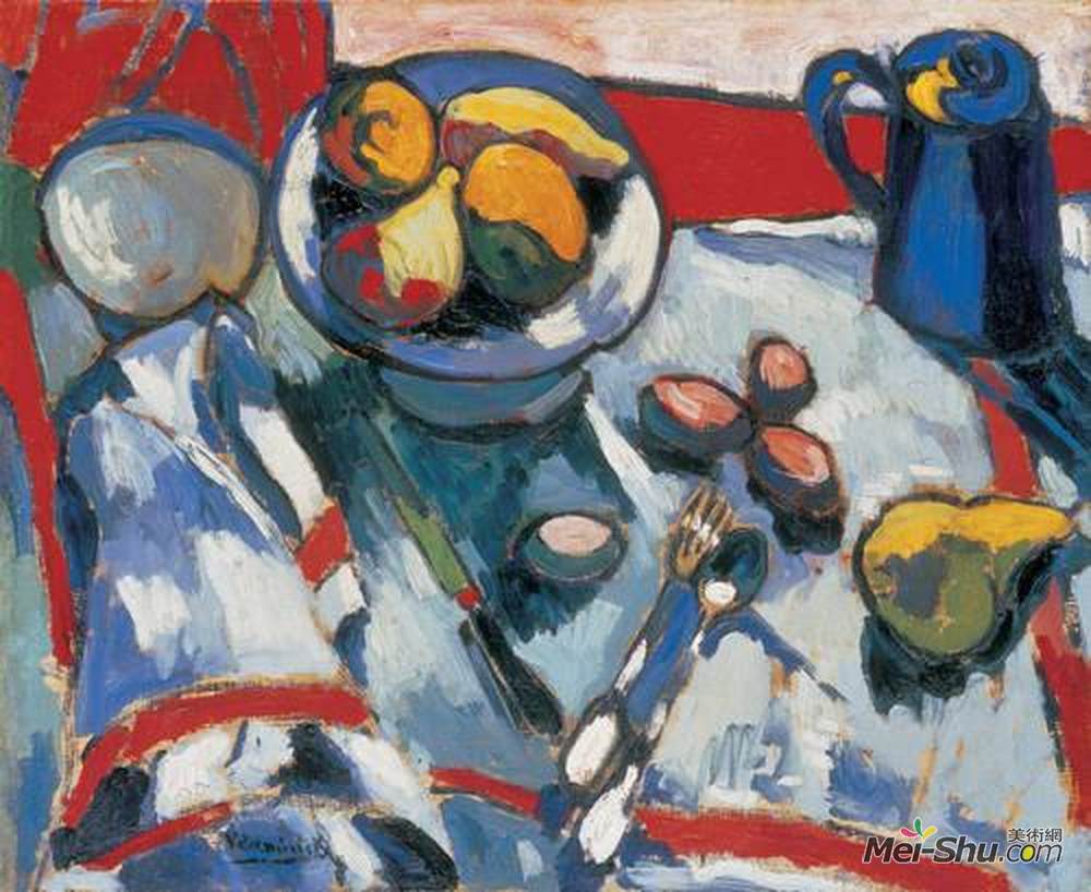 莫里斯·德·乌拉曼克(Maurice de Vlaminck)高清作品《桌子（杏仁静物）》
