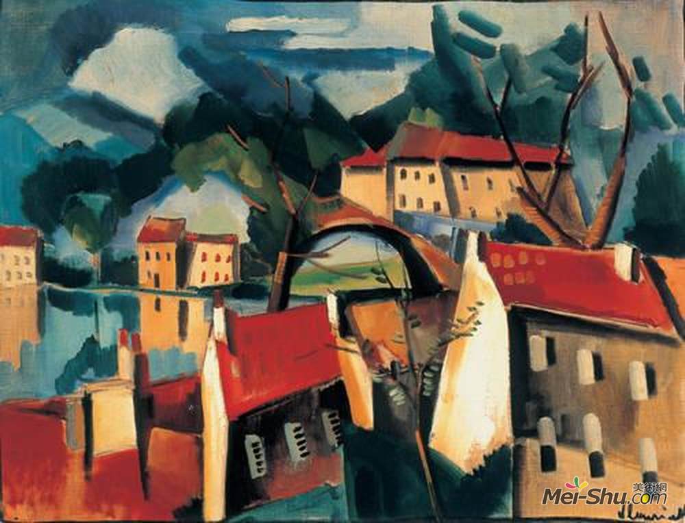 莫里斯·德·乌拉曼克(Maurice de Vlaminck)高清作品《河上的村庄》