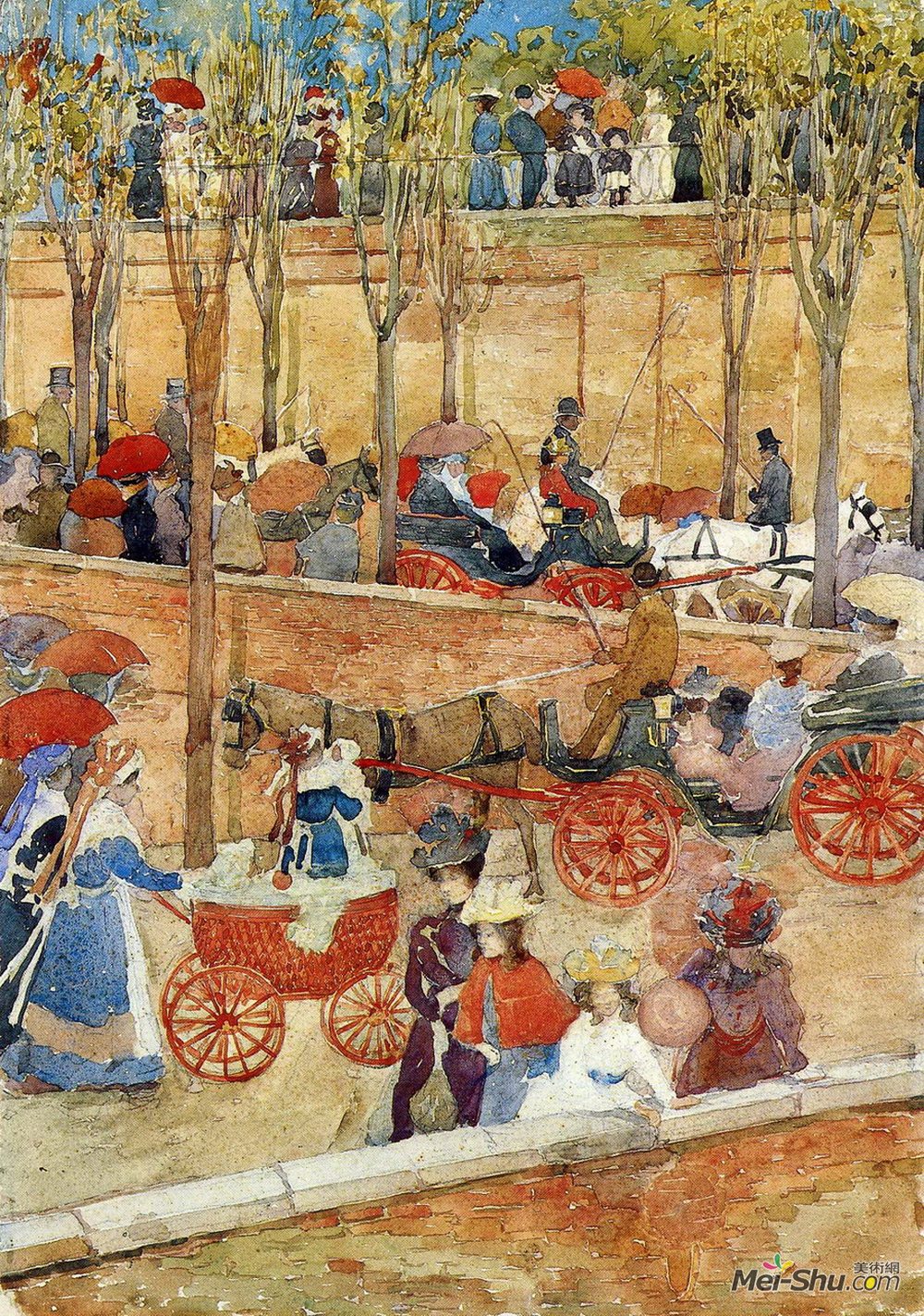 莫里斯·普雷德加斯特(Maurice Prendergast)高清作品《下午，Pincian Hill》