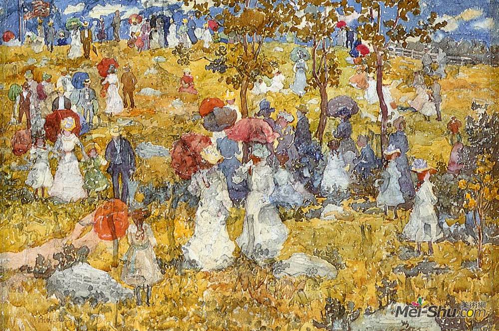 莫里斯·普雷德加斯特(Maurice Prendergast)高清作品《在公园里》