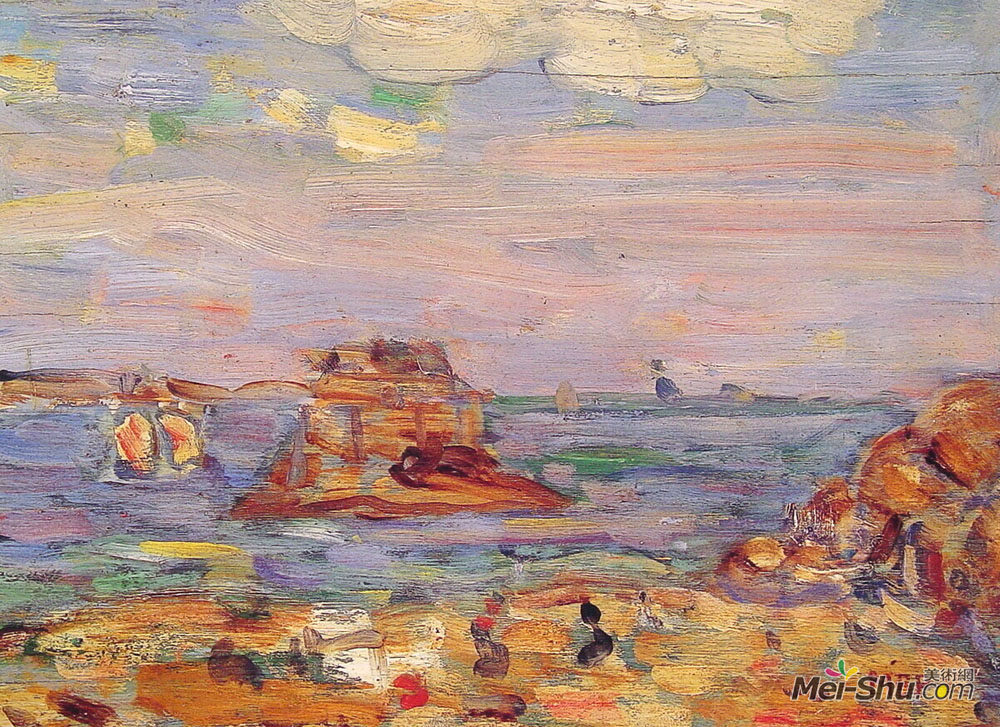 莫里斯·普雷德加斯特(Maurice Prendergast)高清作品《布列塔尼海岸》