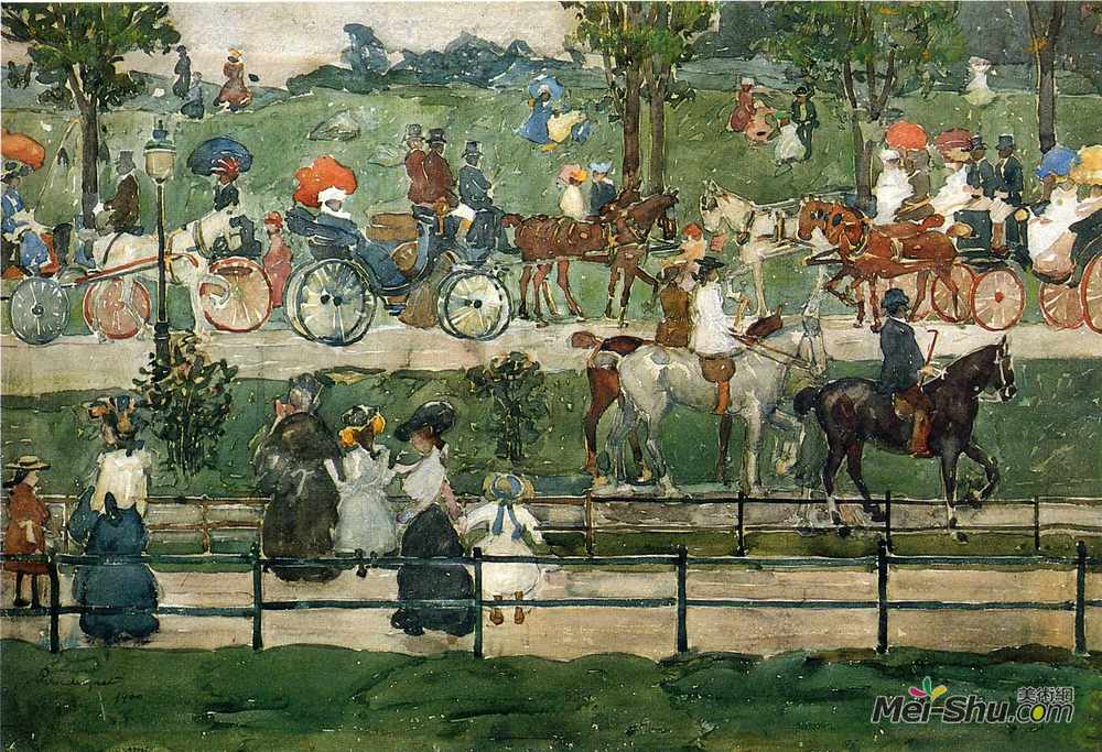 莫里斯·普雷德加斯特(Maurice Prendergast)高清作品《中央公园》
