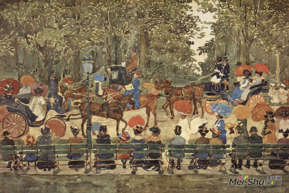 莫里斯·普雷德加斯特(Maurice Prendergast)高清作品《中央公园，纽约》