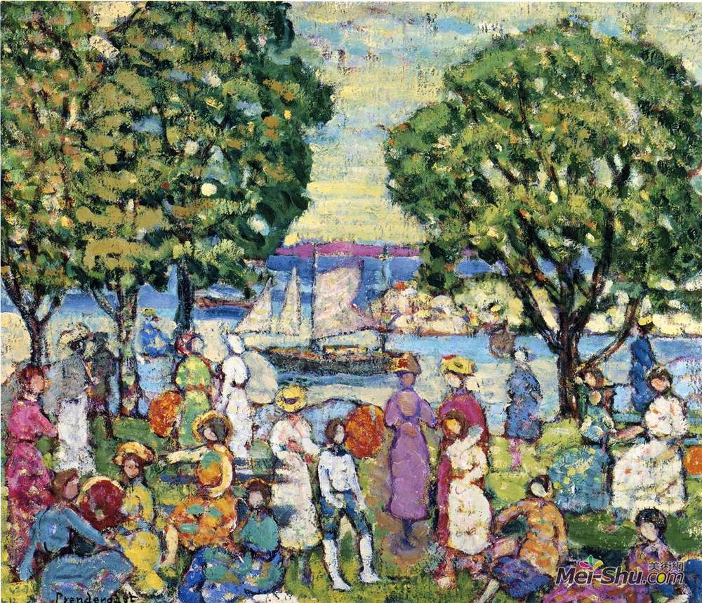 莫里斯·普雷德加斯特(Maurice Prendergast)高清作品《格洛斯特港》
