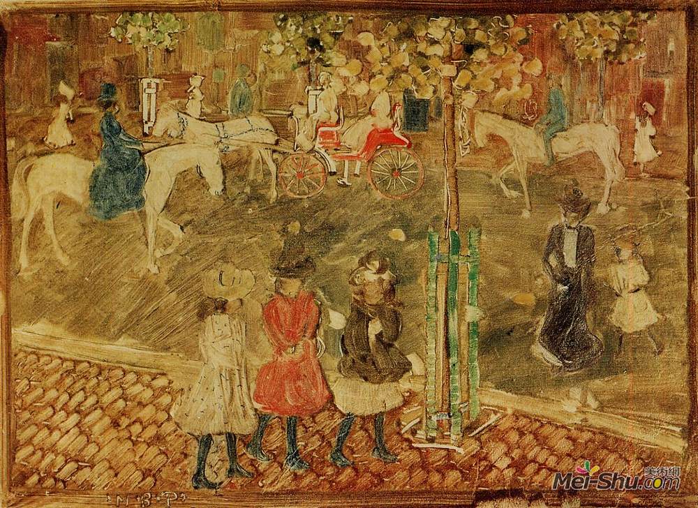 莫里斯·普雷德加斯特(Maurice Prendergast)高清作品《马背骑手》