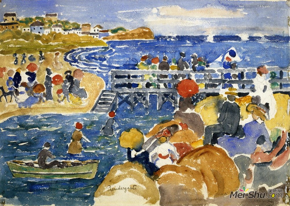 莫里斯·普雷德加斯特(Maurice Prendergast)高清作品《长滩》