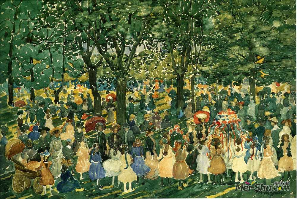 莫里斯·普雷德加斯特(Maurice Prendergast)高清作品《五一中央公园》
