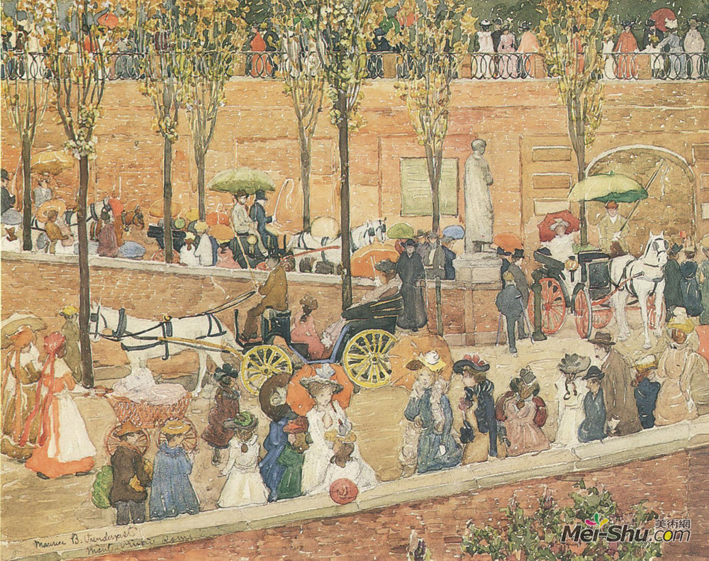 莫里斯·普雷德加斯特(Maurice Prendergast)高清作品《Monte Pincio，罗马》