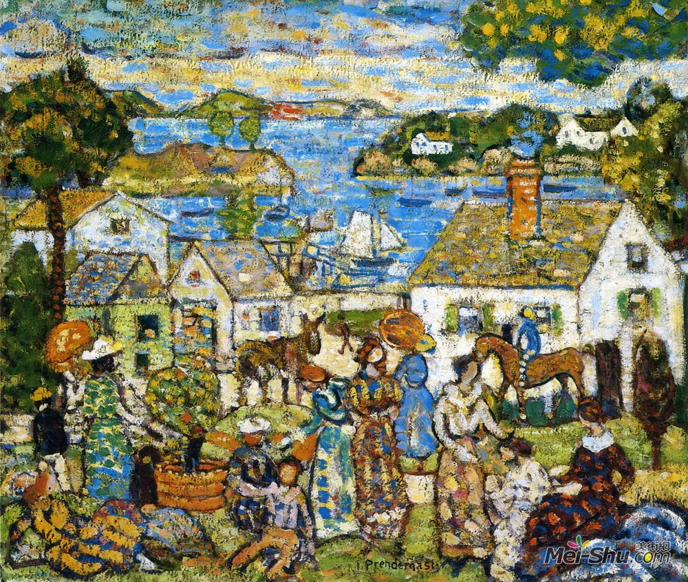 莫里斯·普雷德加斯特(Maurice Prendergast)高清作品《新英格兰港》