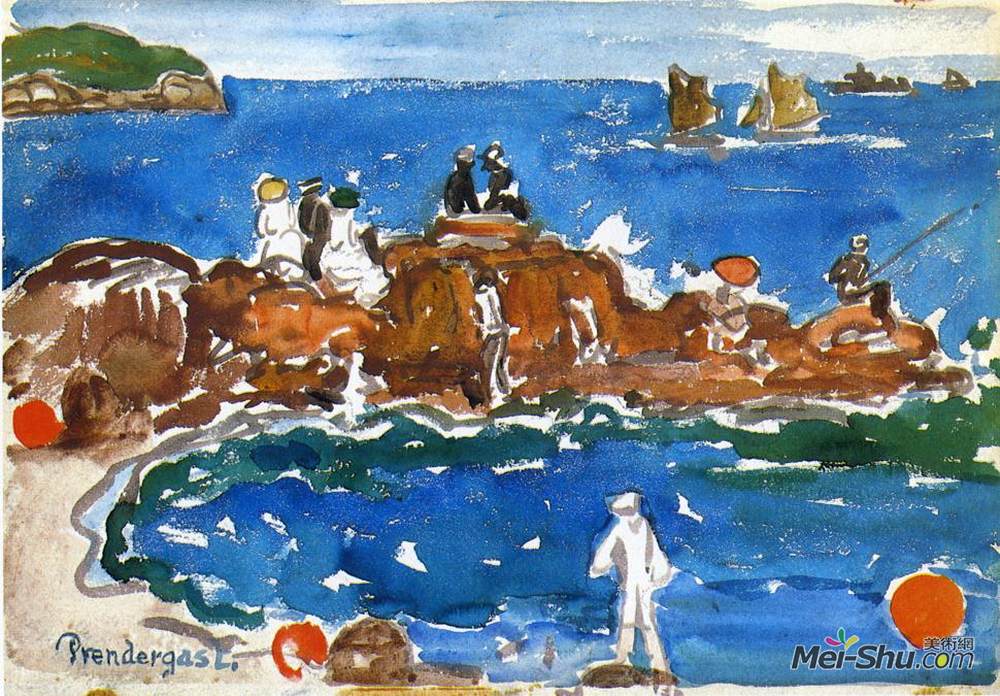 莫里斯·普雷德加斯特(Maurice Prendergast)高清作品《北海岸3，马萨诸塞州》