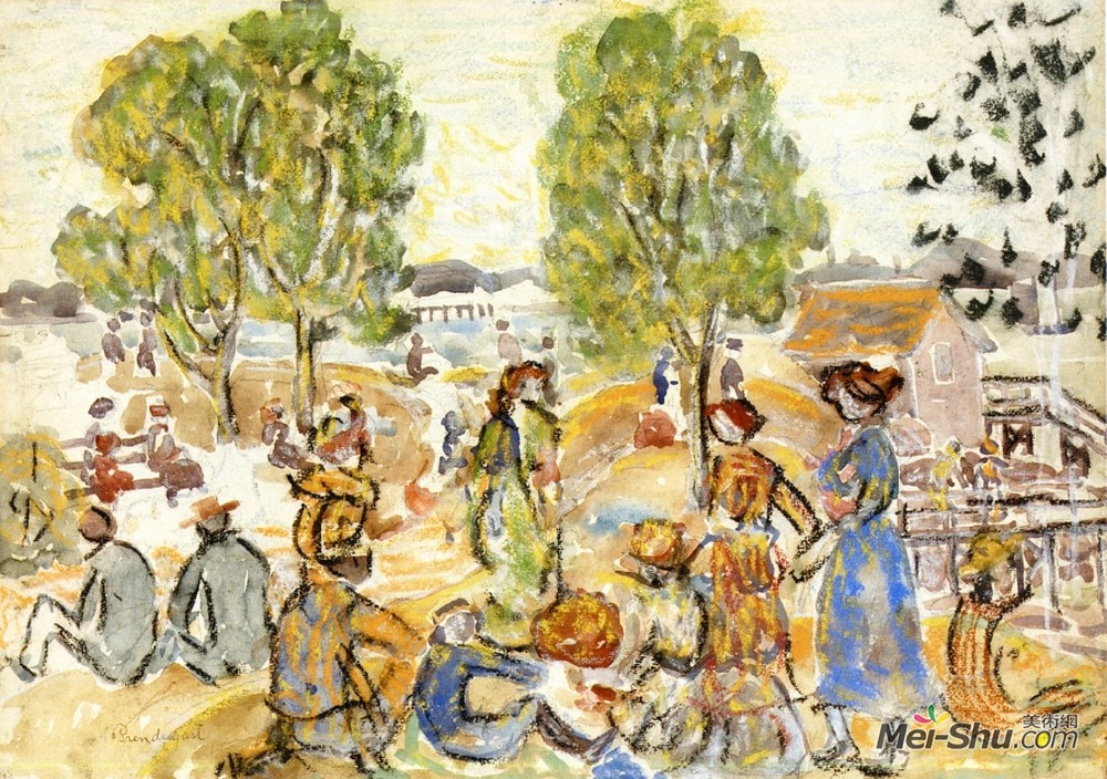 莫里斯·普雷德加斯特(Maurice Prendergast)高清作品《野餐》