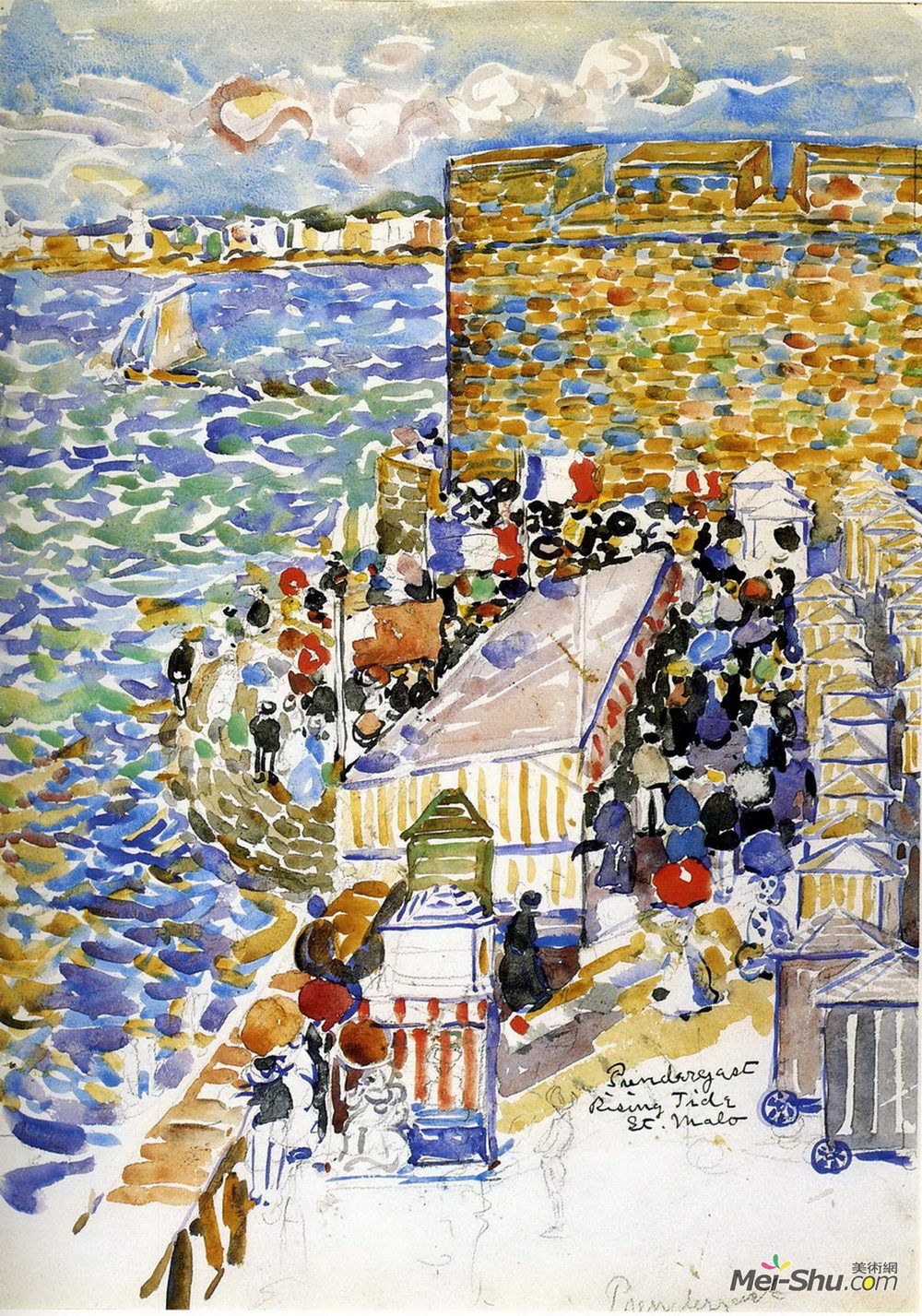 莫里斯·普雷德加斯特(Maurice Prendergast)高清作品《涨潮时，圣马洛》