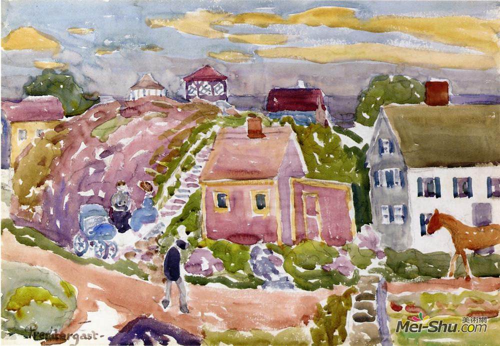 莫里斯·普雷德加斯特(Maurice Prendergast)高清作品《马萨诸塞州罗克波特》
