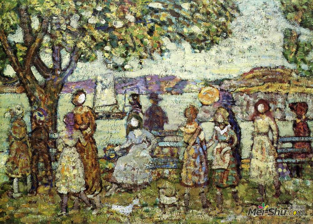 莫里斯·普雷德加斯特(Maurice Prendergast)高清作品《海滨》