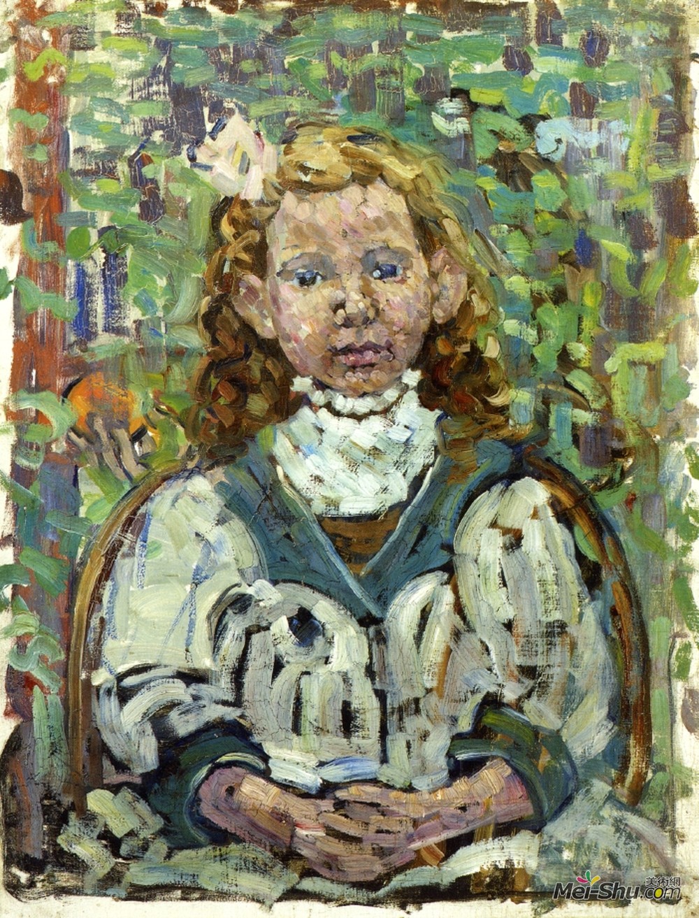 莫里斯·普雷德加斯特(Maurice Prendergast)高清作品《坐着的女孩》