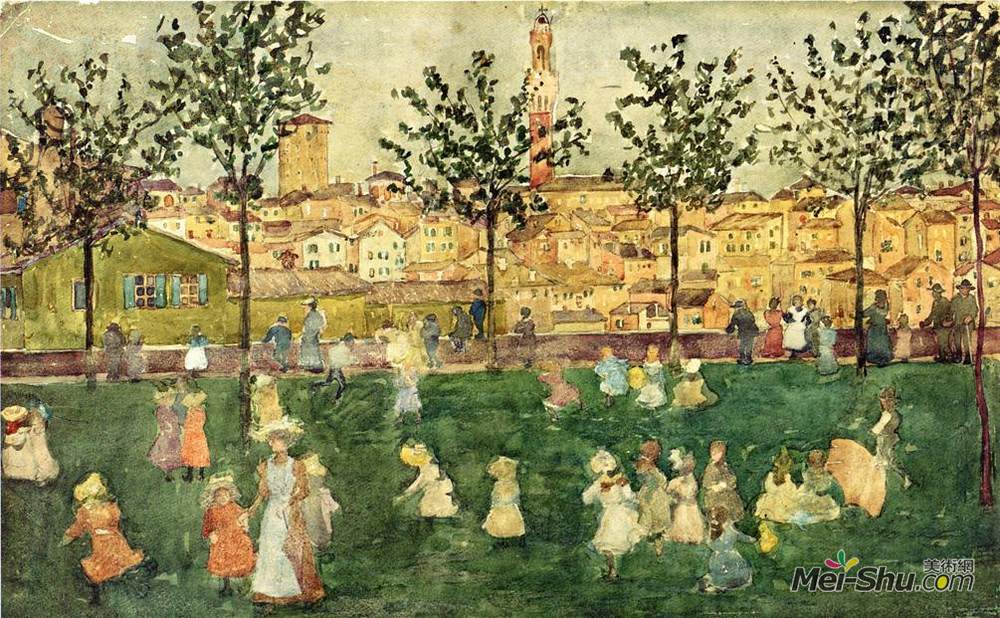 莫里斯·普雷德加斯特(Maurice Prendergast)高清作品《锡娜》