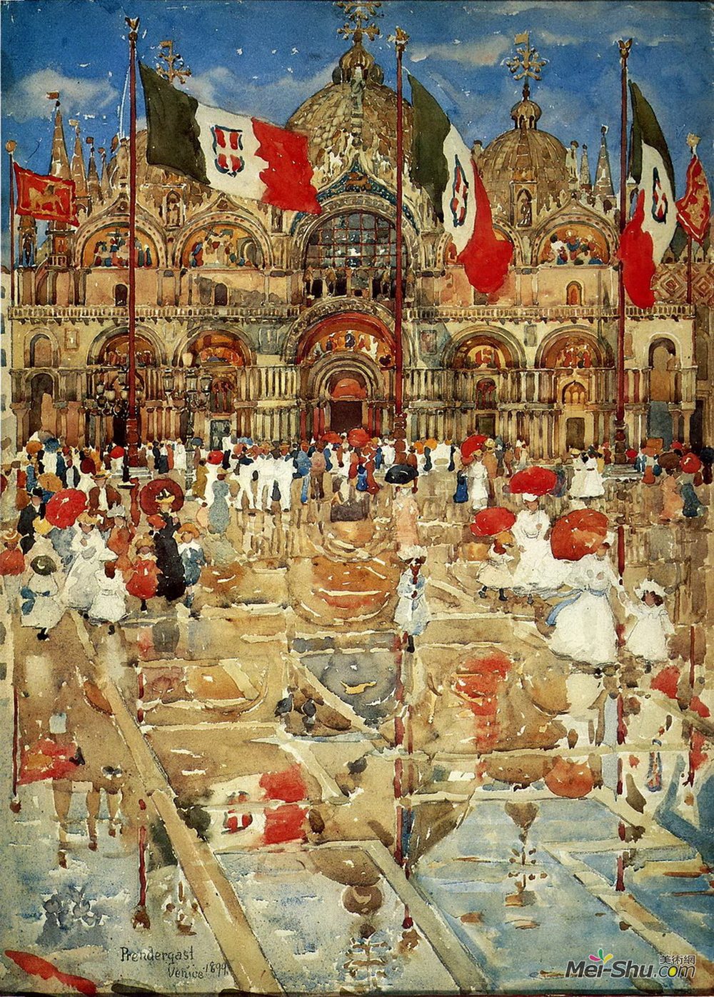 莫里斯·普雷德加斯特(Maurice Prendergast)高清作品《阳光和雨水的飞溅》