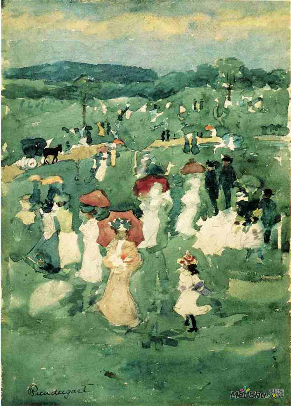 莫里斯·普雷德加斯特(Maurice Prendergast)高清作品《在公园散步（也称公园）》