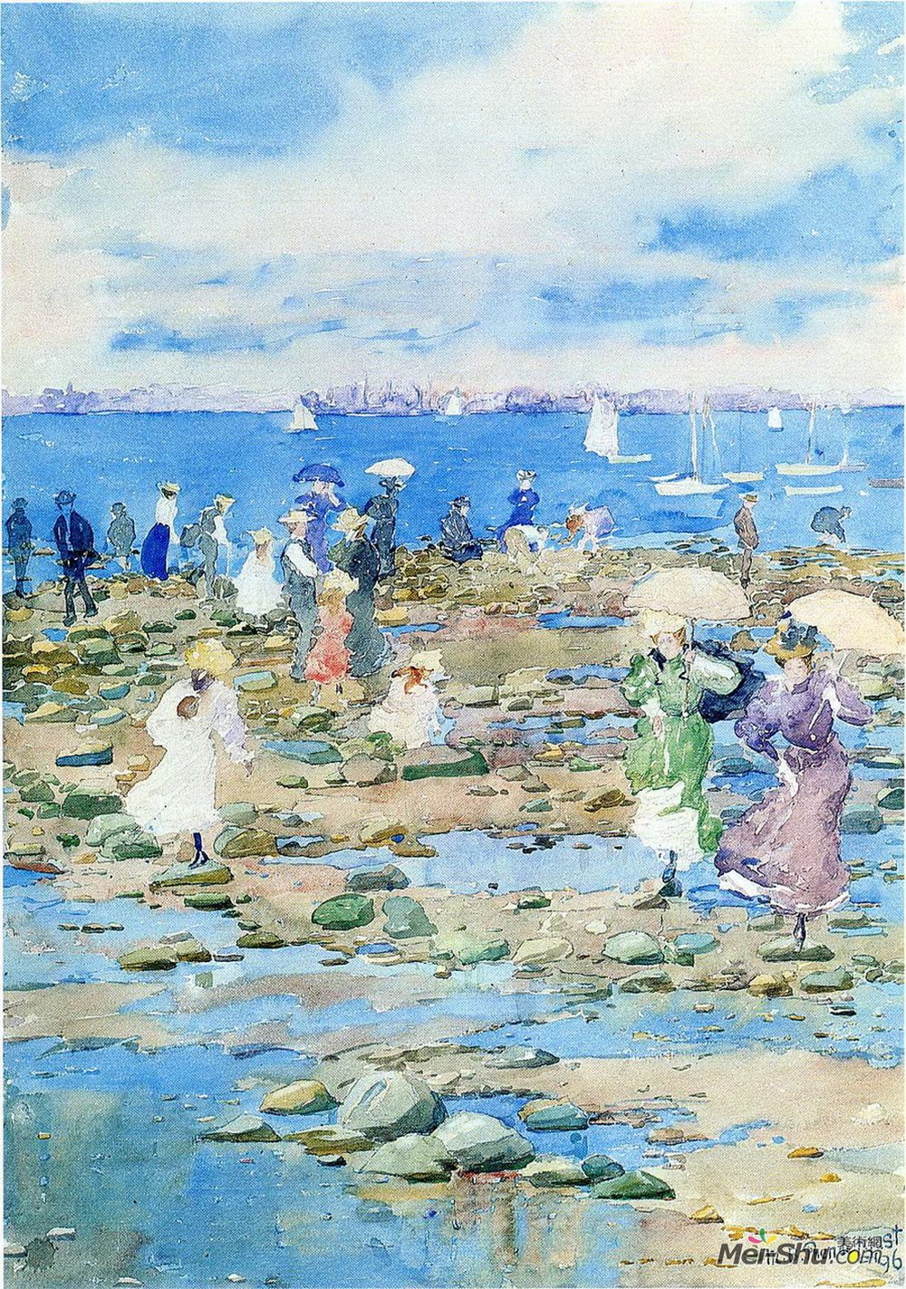 莫里斯·普雷德加斯特(Maurice Prendergast)高清作品《夏季游客》