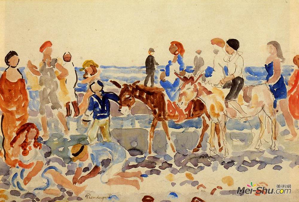 莫里斯·普雷德加斯特(Maurice Prendergast)高清作品《驴子司机》