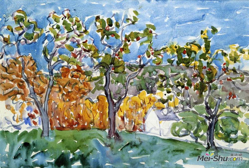莫里斯·普雷德加斯特(Maurice Prendergast)高清作品《果园》