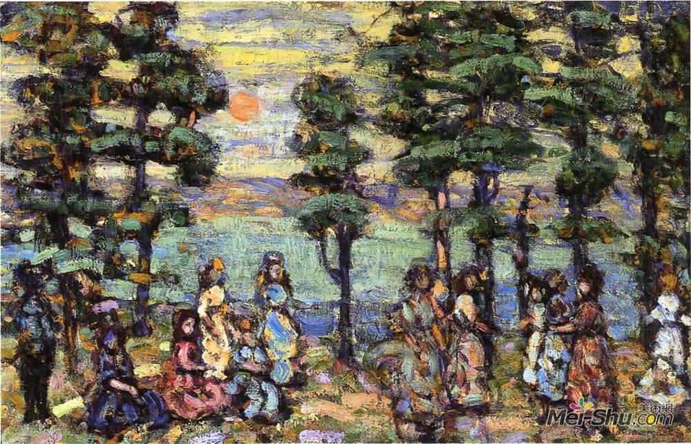 莫里斯·普雷德加斯特(Maurice Prendergast)高清作品《森塞特公园》
