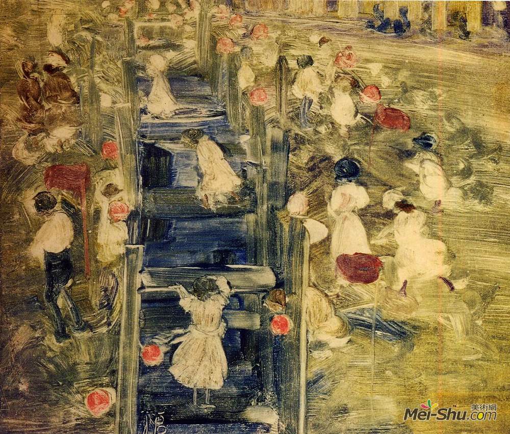 莫里斯·普雷德加斯特(Maurice Prendergast)高清作品《赛跑》